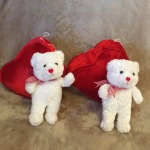 Hallmark White Bear With Red Heart Shaped Pouch.